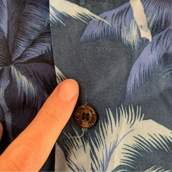 RJC made in Hawaii boys short sleeve Hawaiian blue button up with palm trees -6 - Picture 7 of 7